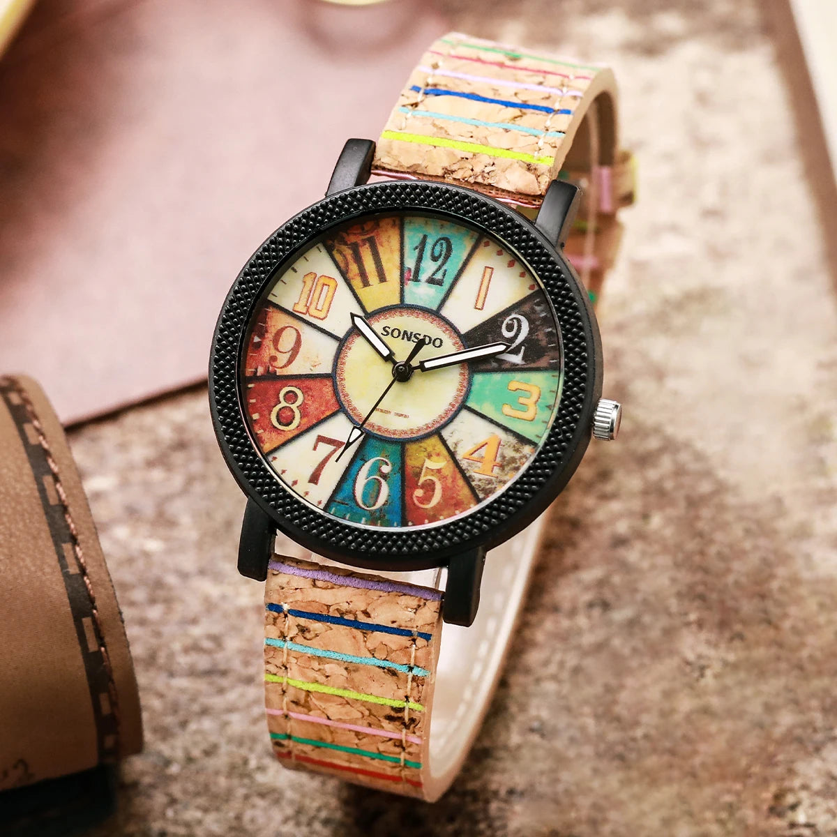 2PCS/Set Women's Watches Casual Leather Band Female Analog Quartz Watch(Without Box)