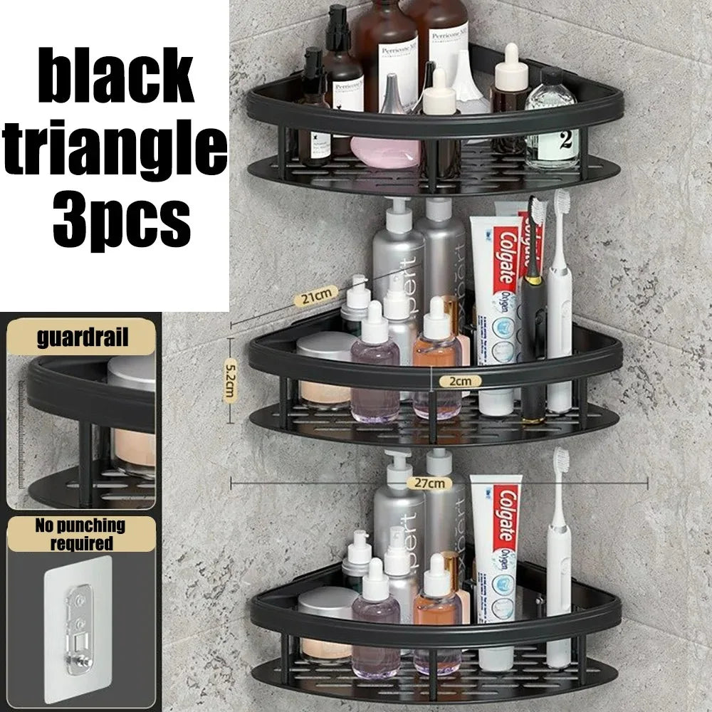 High Quality Wall Mounted Rectangular Rack Bathroom Storage Rack Towel Rack Wall Shower Shampoo Rack Drill Free Rack Tripod