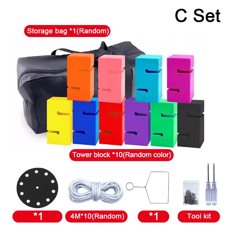 Outdoor Games Kids Toys Boys Girls Sensory System Training Adult Build Tower Block Together Team Building Fun Expansion Activity