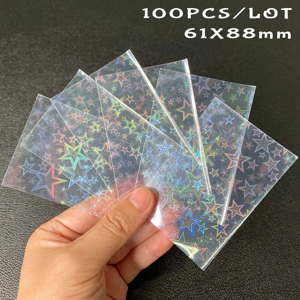 100pcs/Lot Heart-shaped Foil Laser Top Loading TCG Card Sleeves YGO Board Game Photo Protector Trading Cards Shield Cover