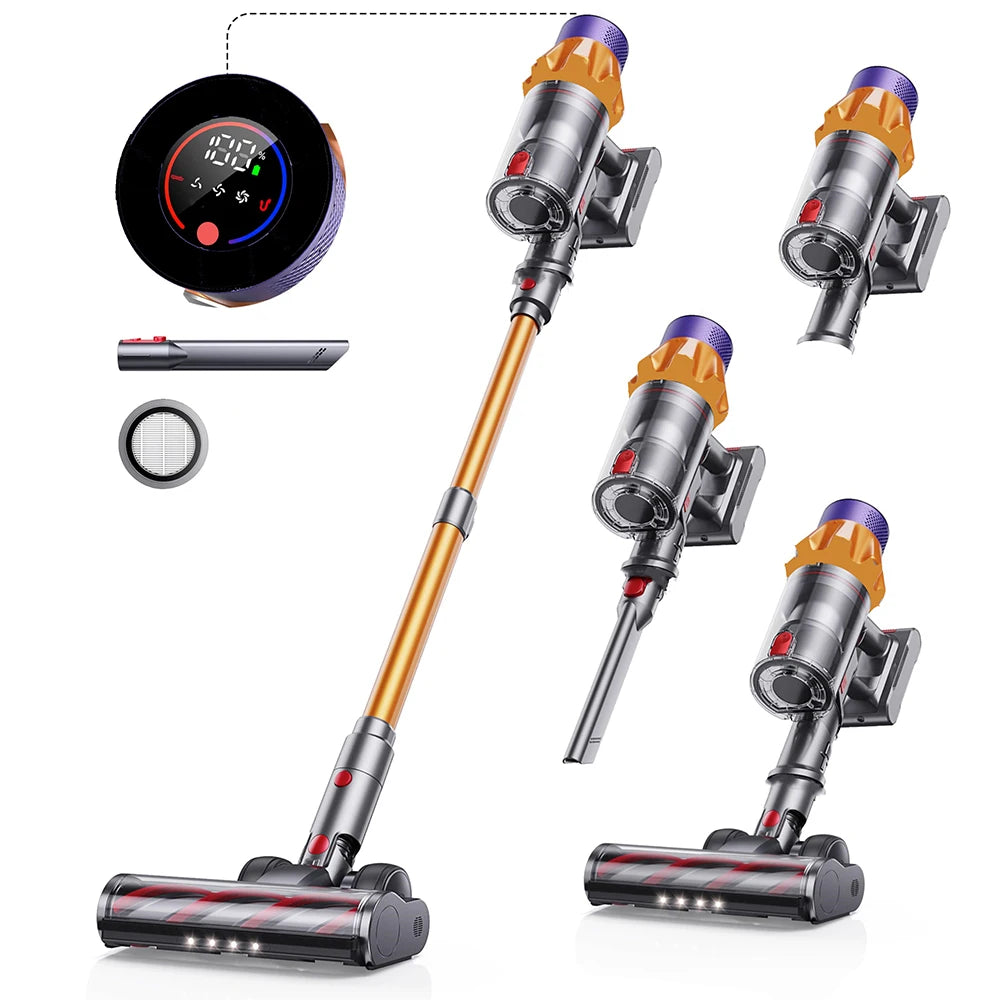 Cordless Handheld Vacuum Cleaner V18 Purple,45KPA,Touch Screen,Smart Dust Sensor, for Home Bed Carpet Clean 1.2L