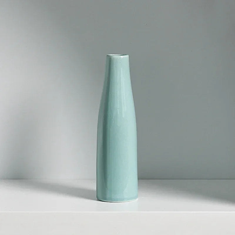 White Ceramic Bud Vase Small Flower Vases Hydroponic Plants Pot Modern Decorative Vases for Home Living Room Dining Table Decor