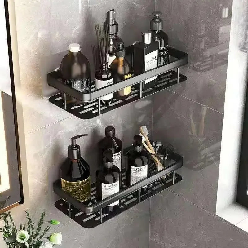 High Quality Wall Mounted Rectangular Rack Bathroom Storage Rack Towel Rack Wall Shower Shampoo Rack Drill Free Rack Tripod