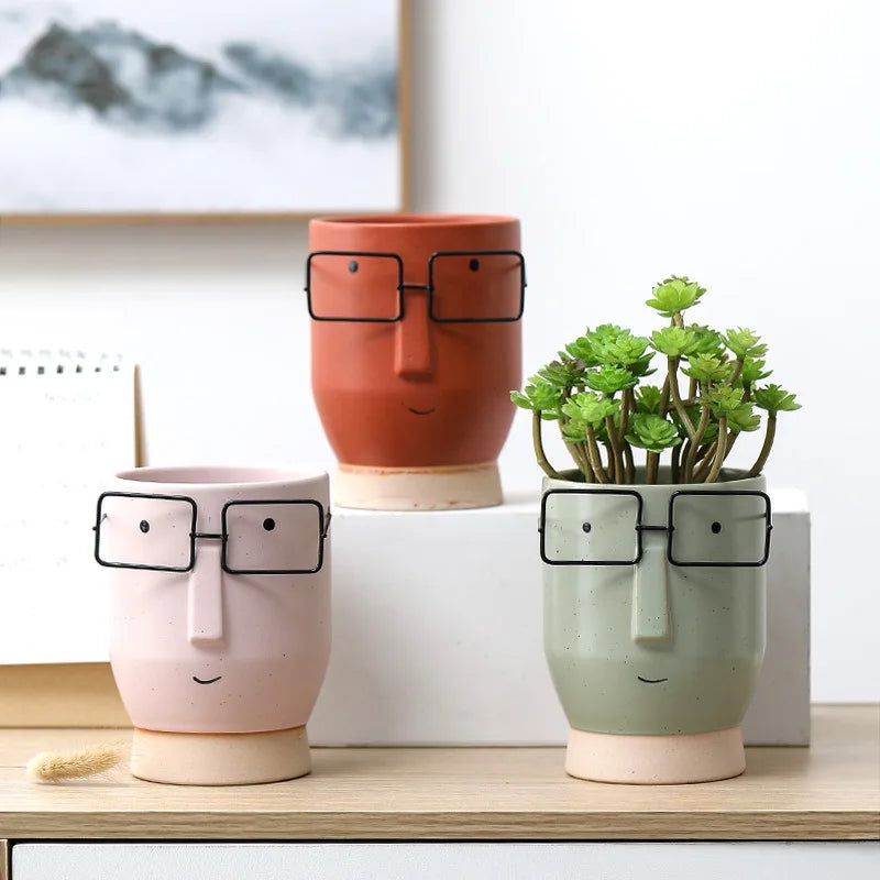 Nordic Ceramic Vase High Color Value Figure Sculpture Flower-arranging Creative Fleshy Flower Pot Home Living Room Ornaments