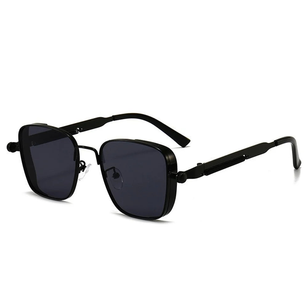 Square sunglasses for men with a sense of luxury and cool driving style, UV resistant heavy-duty metal punk sunglasses