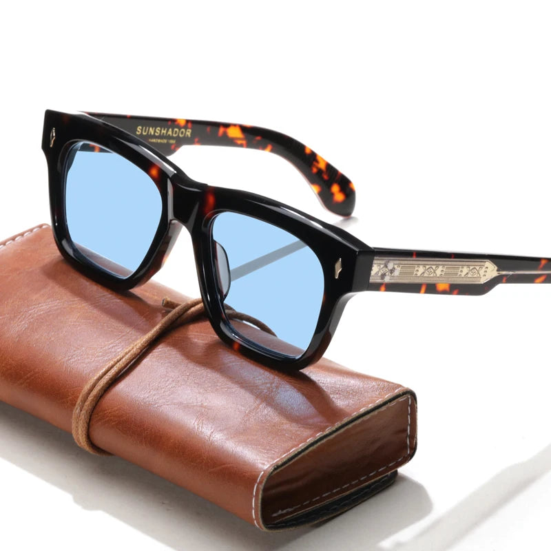 Sunglasses for Men Women Top-quality Handmade Square Acetate SCASH Luxury Brand Designer Outdoor Sports UV400 Trendy SUN GLASSES