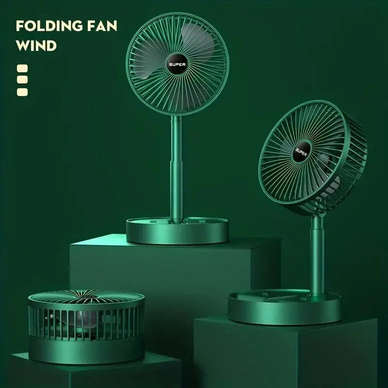 Stand Fan, 6 Inch Folding Portable Telescopic Floor/USB with Rechargeable Battery,3 Speeds Super Quiet Adjustable Height