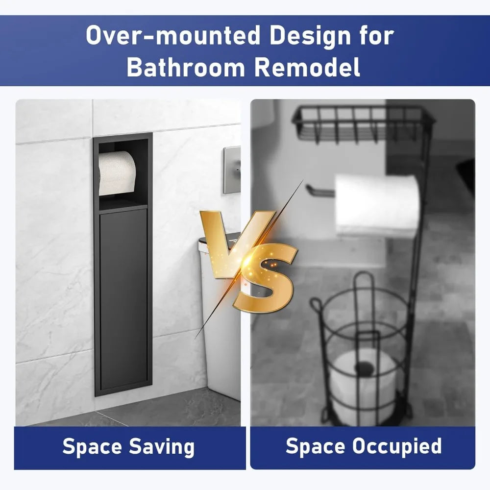 Stainless Steel Over-Mounted Toilet Paper Holder with Cabinet for Bathroom Renovation