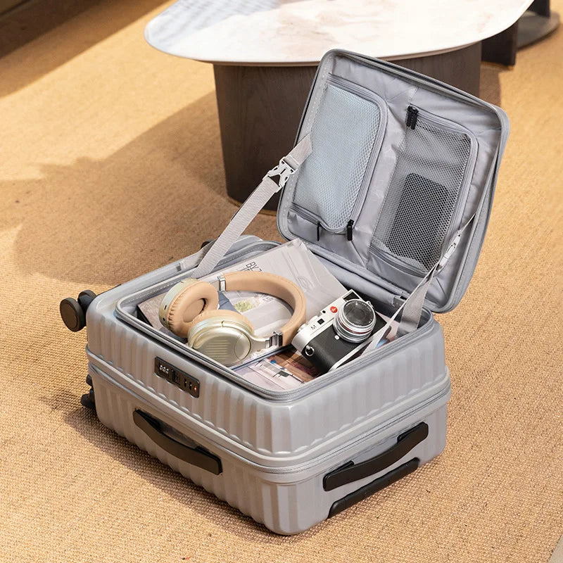 KLQDZMS Men's Luggage Side Opening Expandable Boarding Case 20"24"28 Inch Trolley Case ABS+PC Women's Handheld Travel Suitcase
