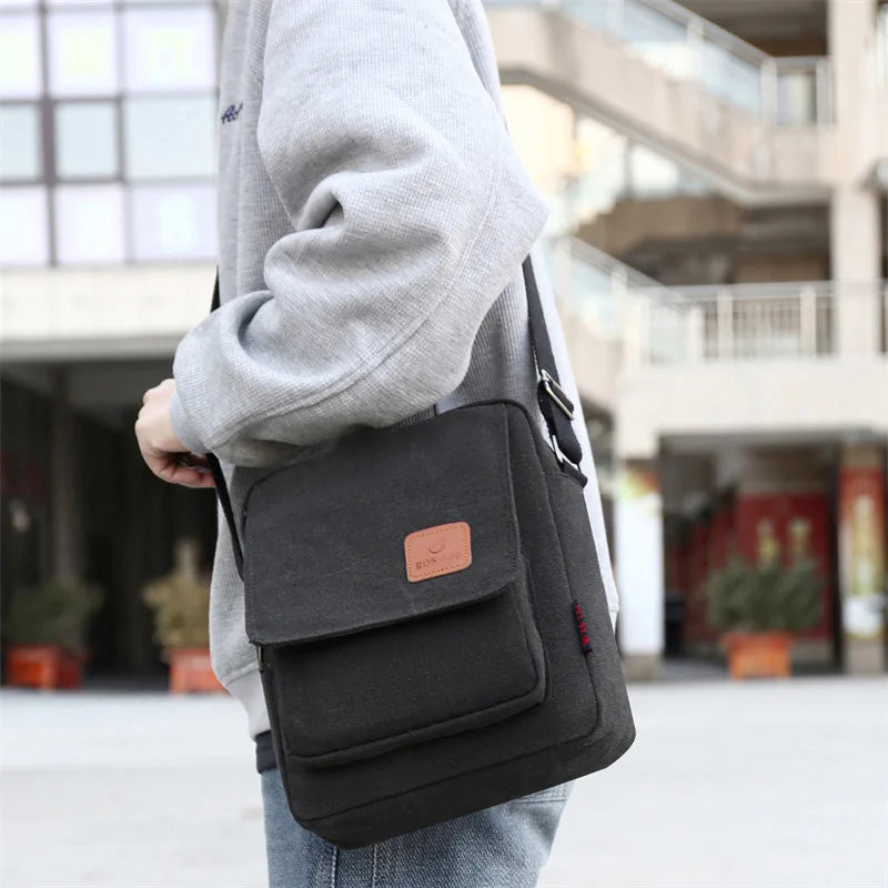 Messenger bag large capacity men's bag men's high-end canvas bag multi-layer backpack retro men's casual shoulder bag