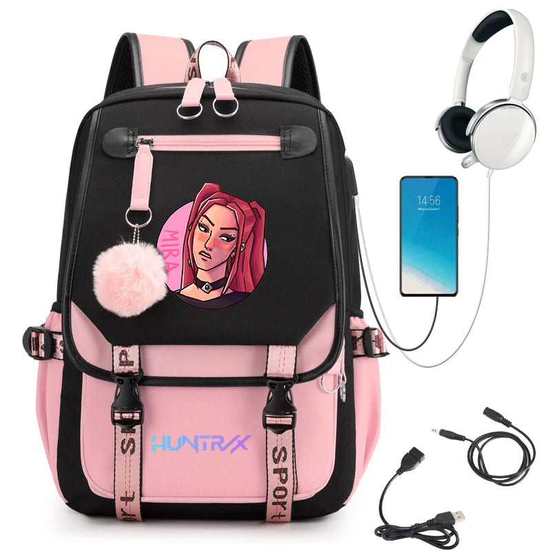 KPop Demon Hunters Anime Student Backpack Usb Travel Rucksack Large Back Pack Mochilas Mujer School Bags for Boys Girls Teenager