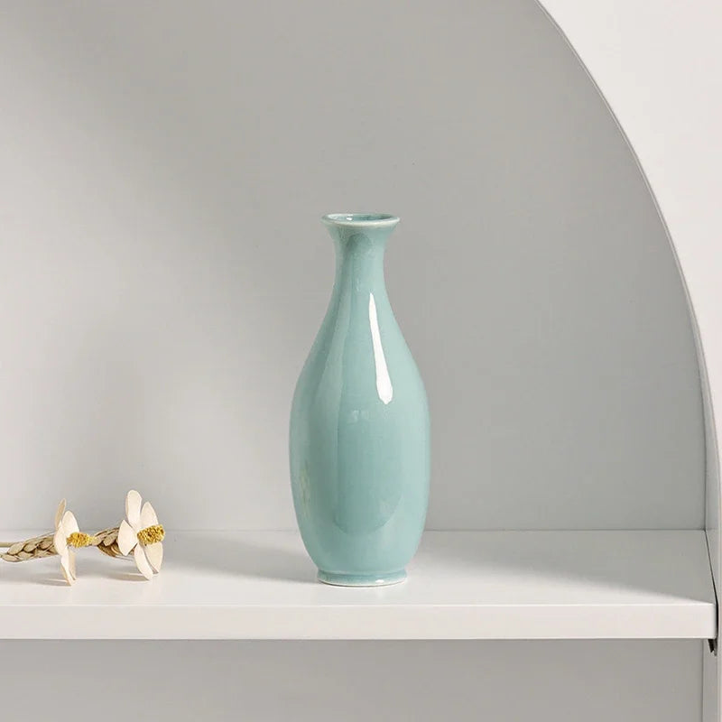 White Ceramic Bud Vase Small Flower Vases Hydroponic Plants Pot Modern Decorative Vases for Home Living Room Dining Table Decor