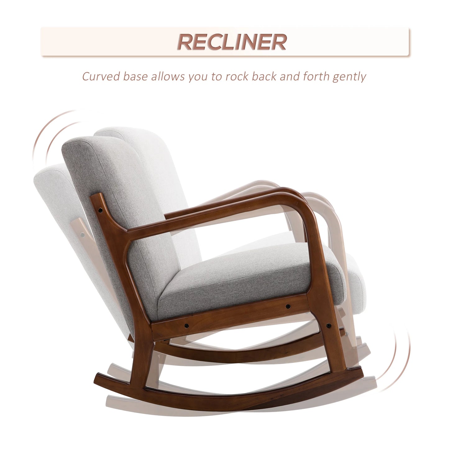 Wooden Framed Living Room Side Chair with Thick Padded Cushions and Back Support