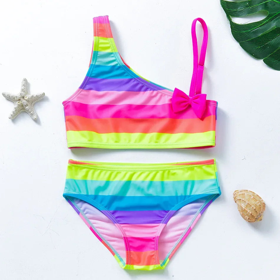 Girls Swimsuit Two Piece Hot Stamping Children's Swimwear Girls Beachwear Baby Swimwear Kids Swimwear Infant Baby Swimsuit