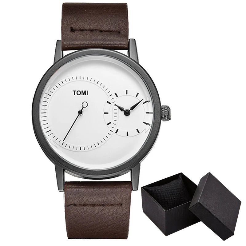 Elegant Watch for Men Simple Style Men Quartz Wrist Watches Casual Leather New Wristwatch Minimalist Black White Brown Man Clock