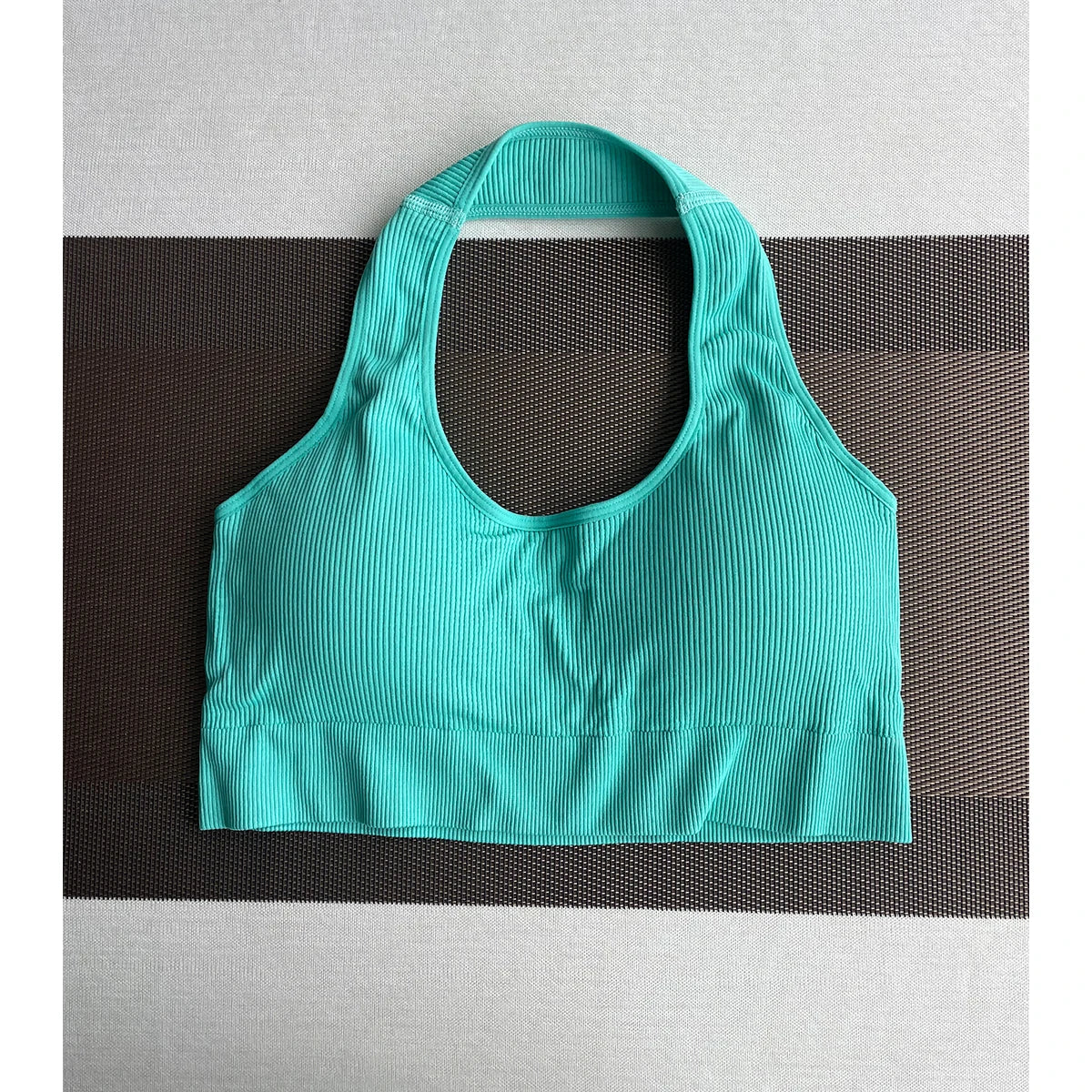 New Limitless Ribbed Seamless Halter Bra Spandex Woman Fitness Elastic Breathable Breast Enhancement Leisure Sports Underwear