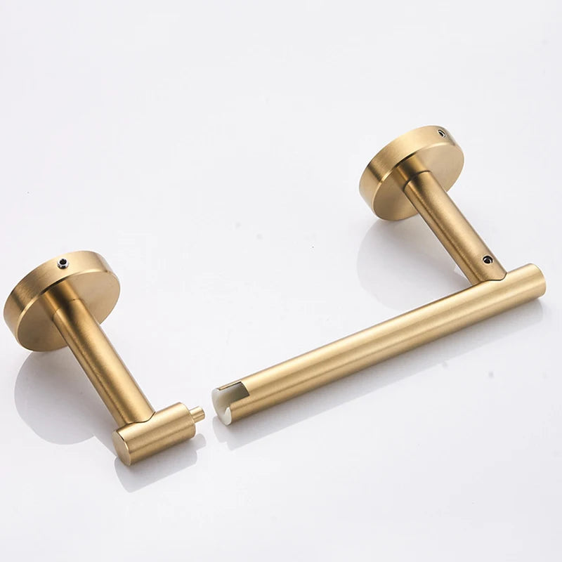 Stainless Steel Toilet Paper Holder Wall Mounted Toilet Paper Roll Holder Golden Bathroom Tissue Hanger Household Items Hardware