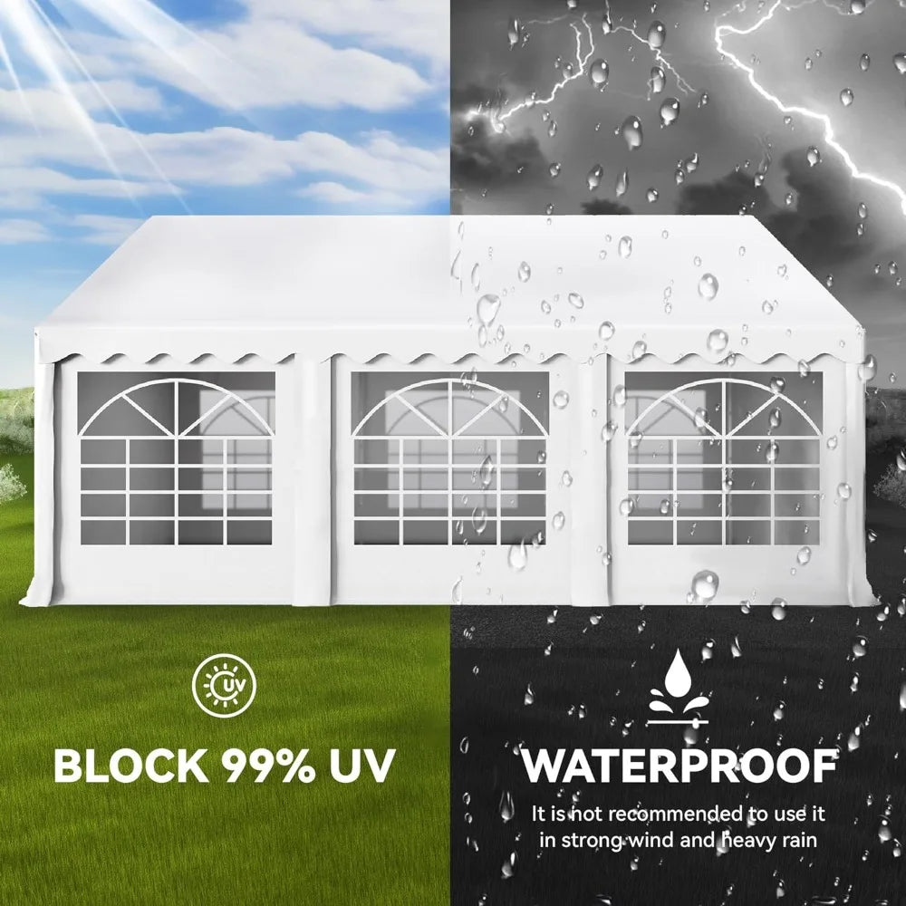 20'x16' Outdoor Heavy Duty Party Tent Large Commercial Canopy Wedding Event Shelter with Removable Sidewalls & 3 Storage Bags f