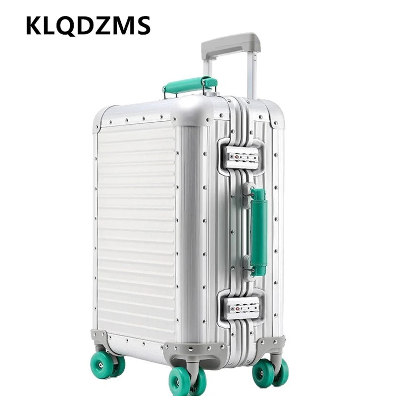 KLQDZMS New Suitcase All Aluminum Magnesium Alloy Boarding Box Men's Business Trolley Case 20"24 Inch Travel Bag Luggage
