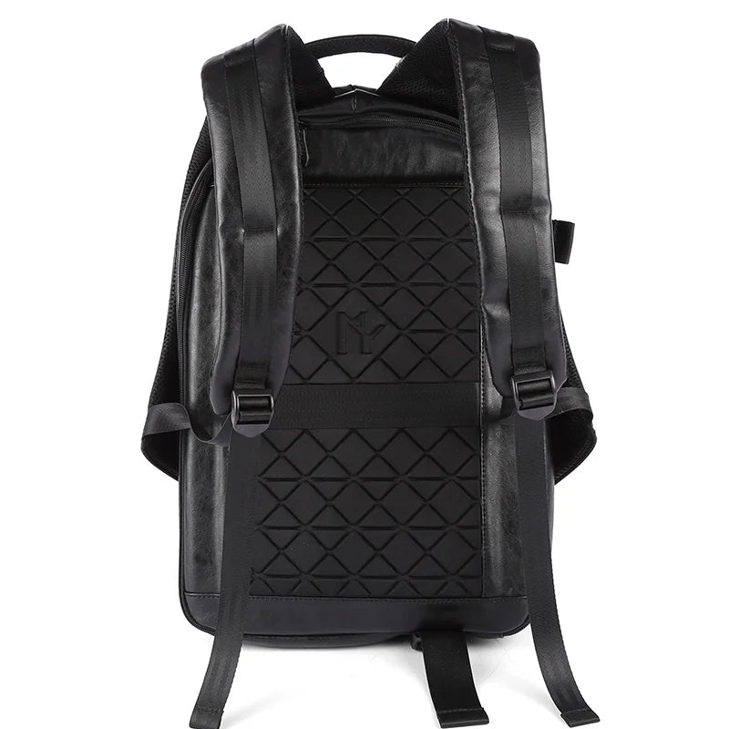Men Leather Backpack, Waterproof Laptop Backpack, Large Capacity Business Backpack with USB Charging, Male Travel Sport Daypack