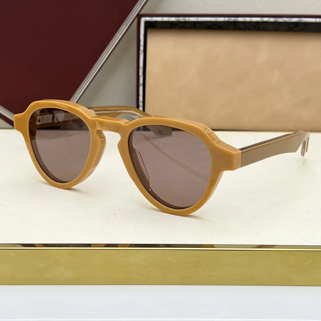 HATFIELD Oval Acetate Sunglasses Vintage Retro UV400 Eyewear for Men and Women Fashion Outdoor Shades