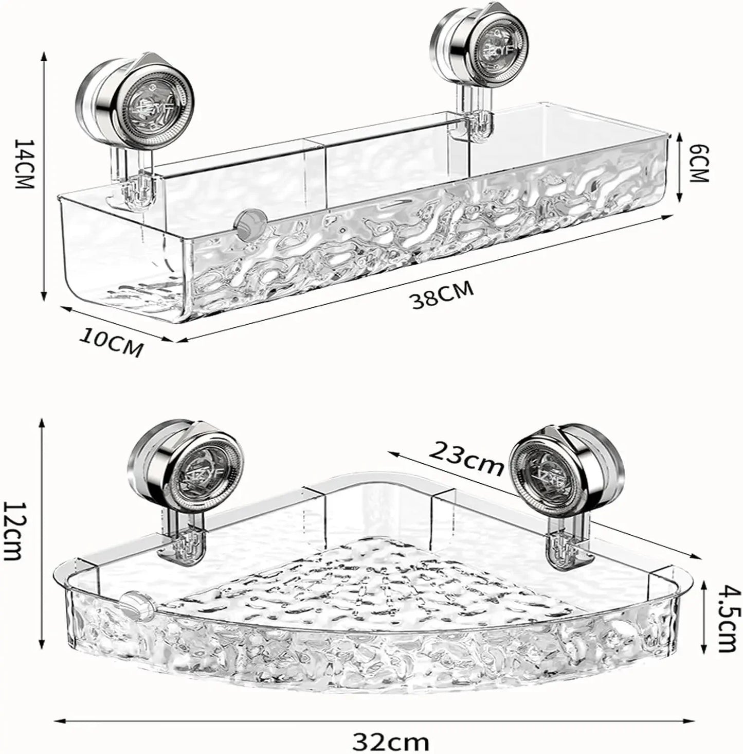 Corrugated Suction Cup Storage Holder Light Luxury Style Glacier Pattern Suction Cup Shelf No-Drill Bathroom Suction Storage Box