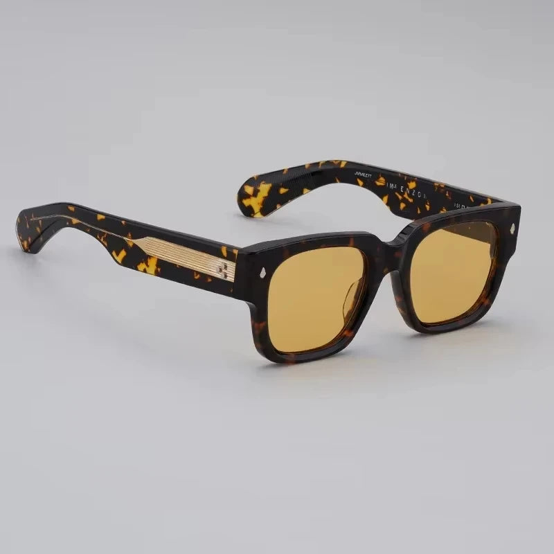 Sunglasses for Men Vintage Acetate Luxury Designer Sunglasses Women Occhiali Da Sole Da Uomo ENZO Red Lens Sunglasses