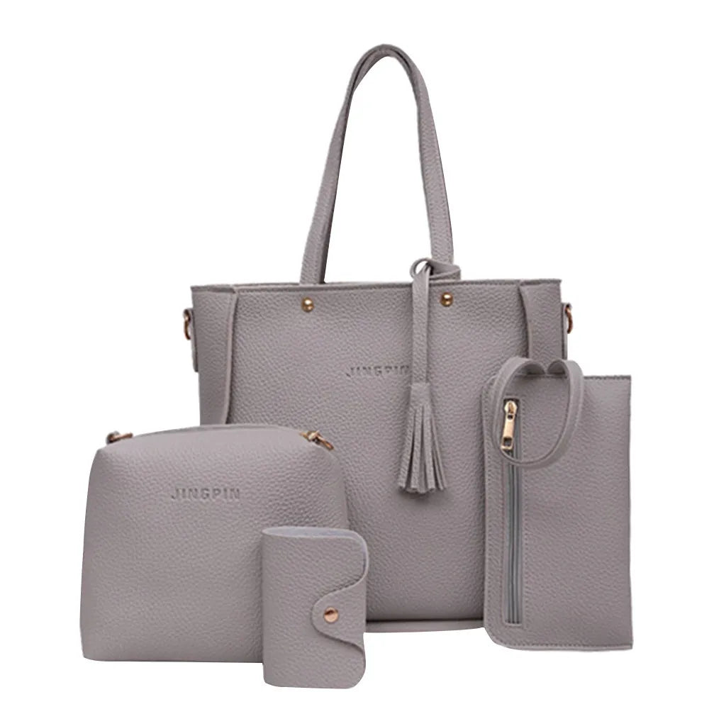 Women Four Set Handbag Shoulder Bags Four Pieces Tote Bag Crossbody Wallet Bags Women'S Handbag Sac à Mains Femme Bolsos Mujer