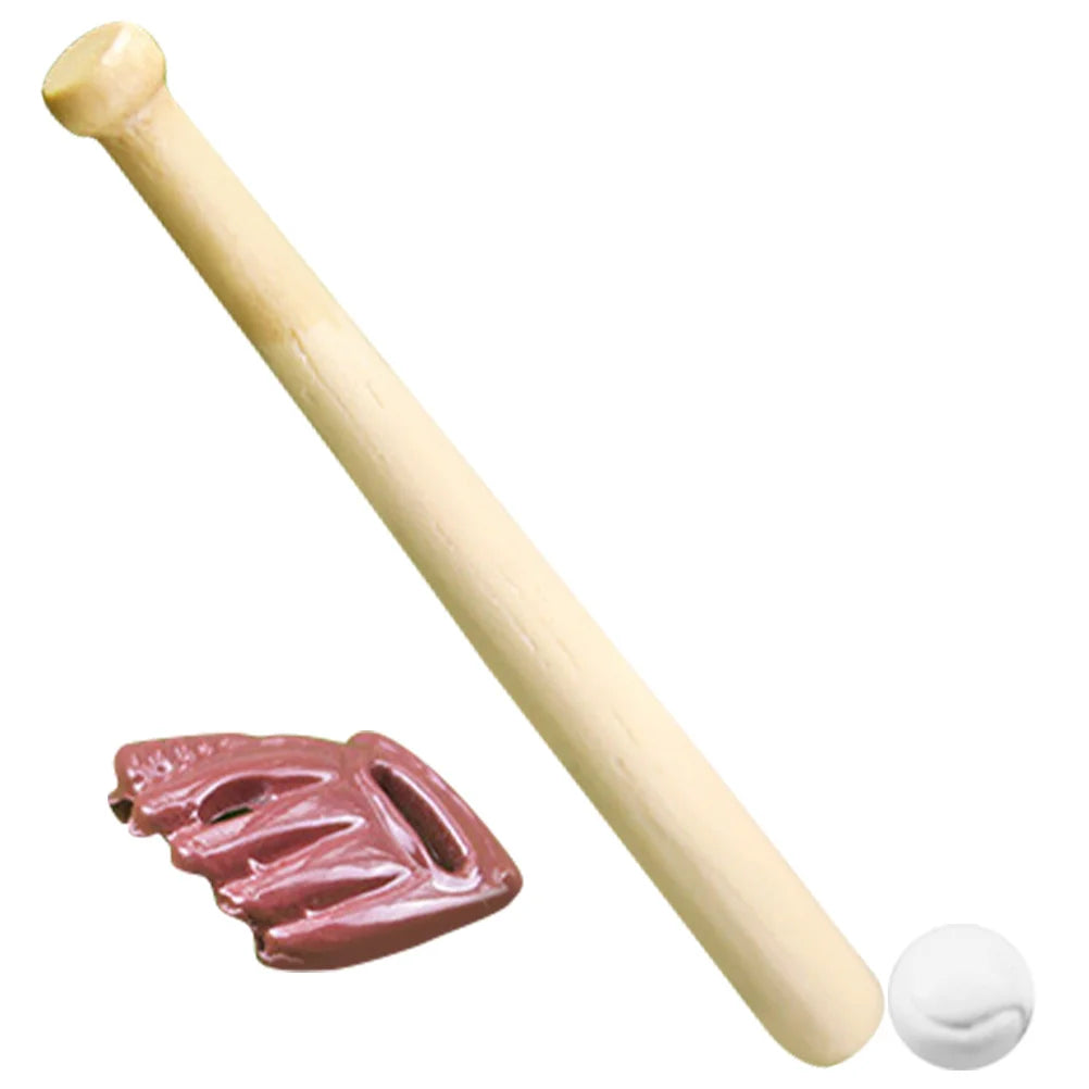 Simulation Baseball Baby Toys Mini House Decor Christmas Miniatures Sports Balls Accessories Playset Wooden Bat