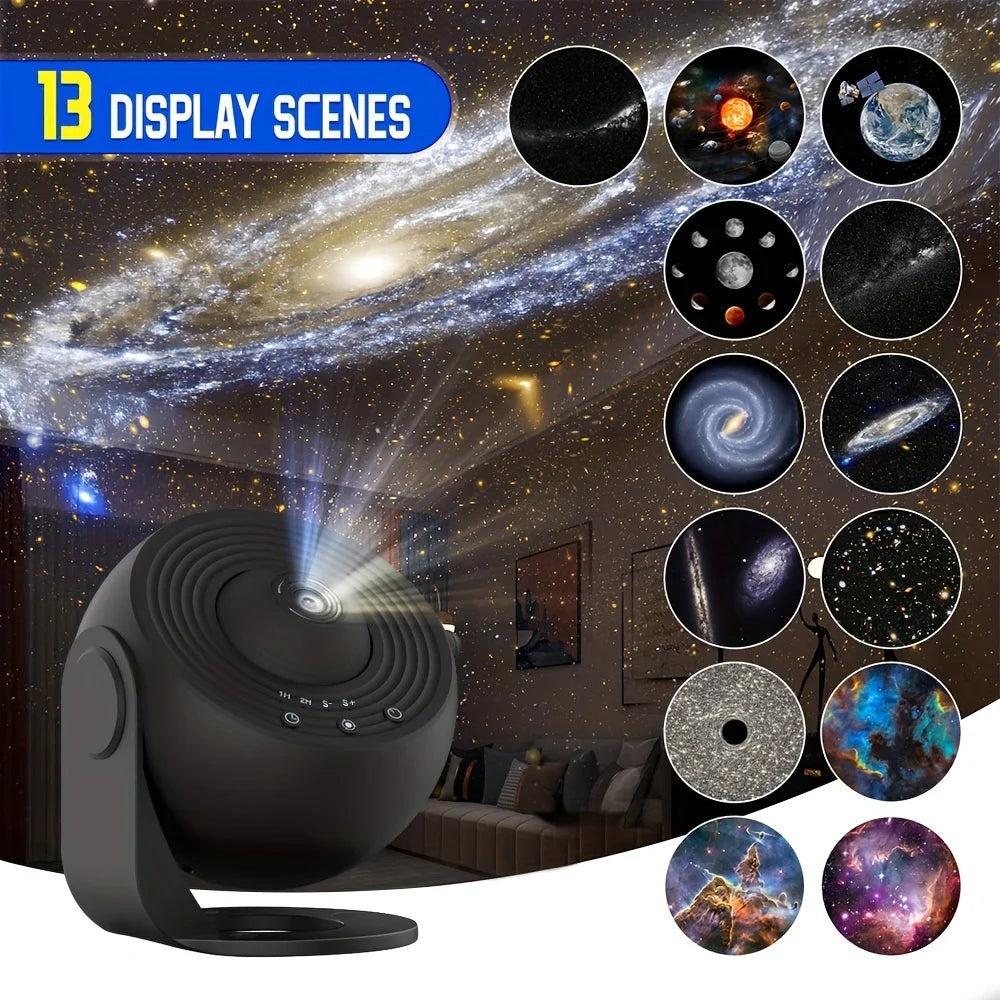 1pc Star Projector Night Light,Galaxy Projector,Planetarium Projector For Bedroom,Aurora Projector Include Replaceable 13Discs