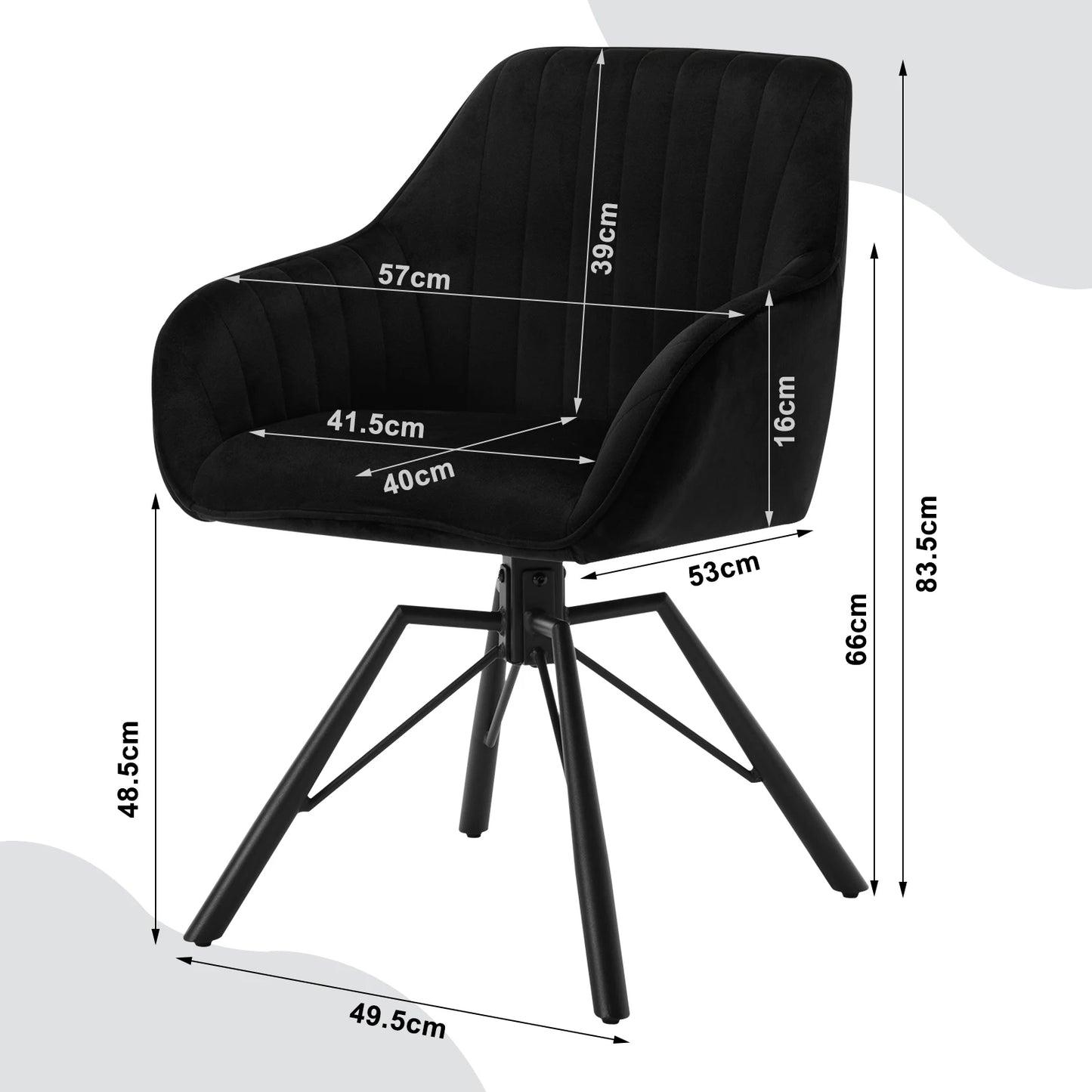2PCS/SET Swivel Dining Chairs Velvet Living Room Ergonomic Leisure Chair Upholstered Lounge Kitchen Chair with Armrests