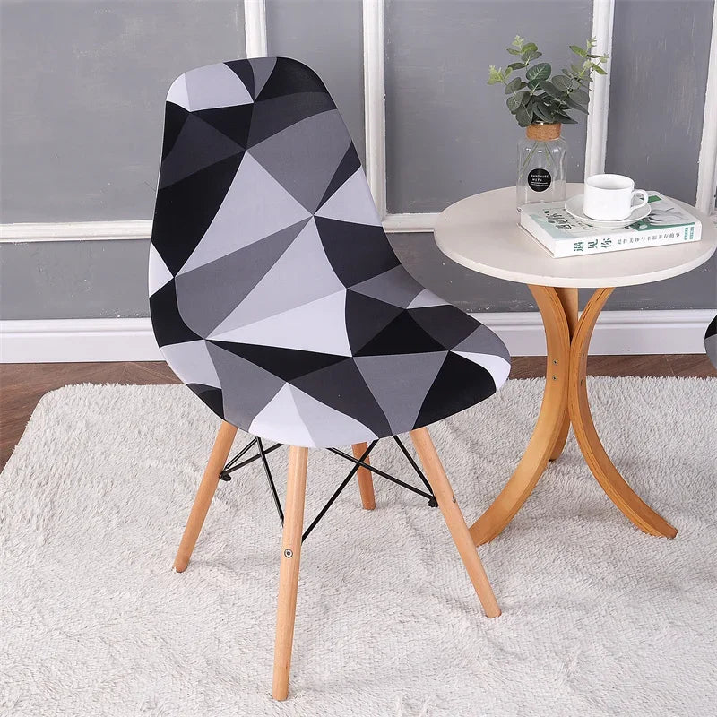 1PC Elastic Shell Chair Cover Stretch Armless Dining Chairs Slipcovers Geometric Spandex Seat Covers for Kitchen Hotel Office