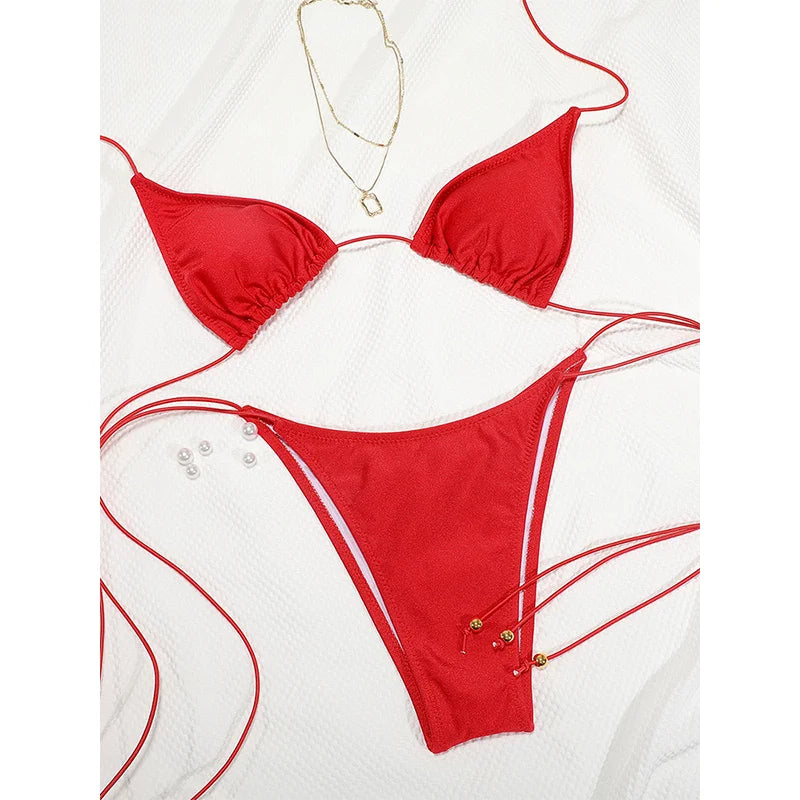 Bikinis Solid Bikinis Low Waist Bathing Suit Women's Swimming Suit 2025 Biquinis Two Pieces Suit Summer Swimwear