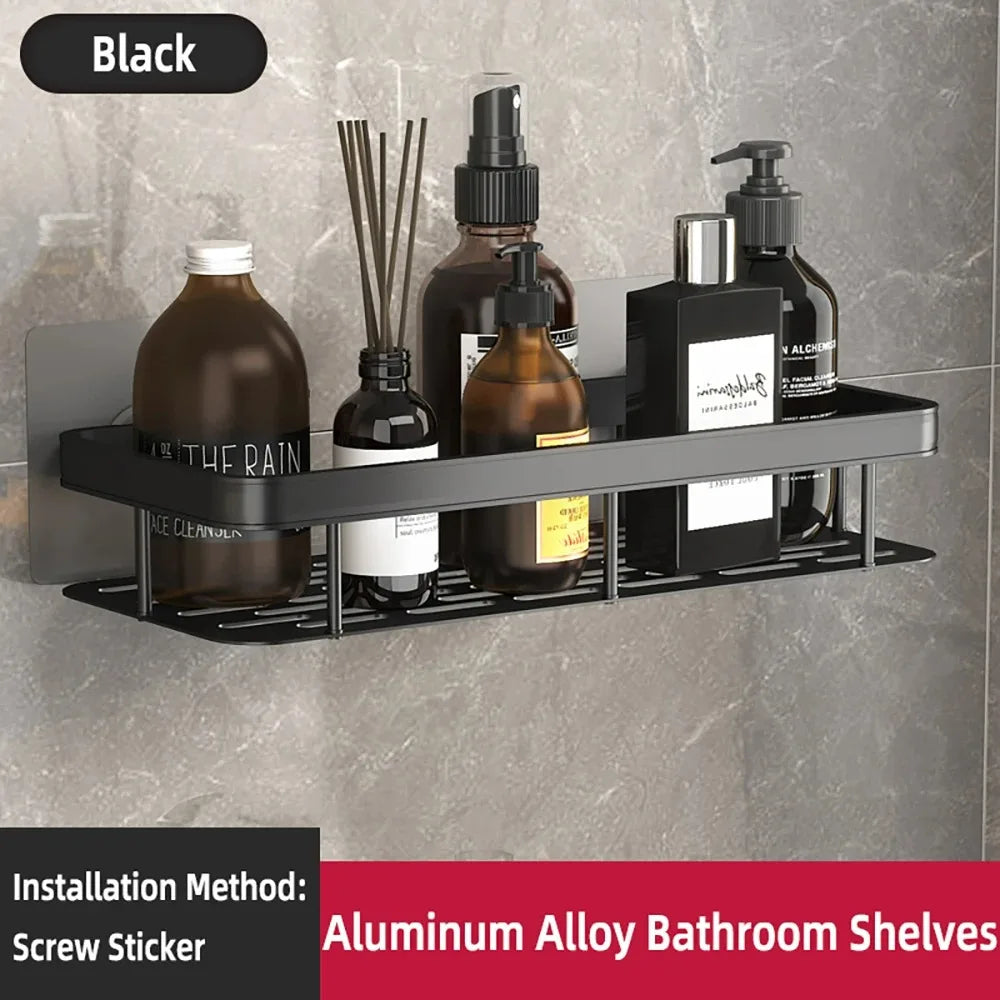 High Quality Wall Mounted Rectangular Rack Bathroom Storage Rack Towel Rack Wall Shower Shampoo Rack Drill Free Rack Tripod