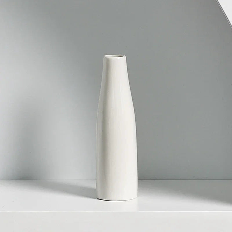 White Ceramic Bud Vase Small Flower Vases Hydroponic Plants Pot Modern Decorative Vases for Home Living Room Dining Table Decor