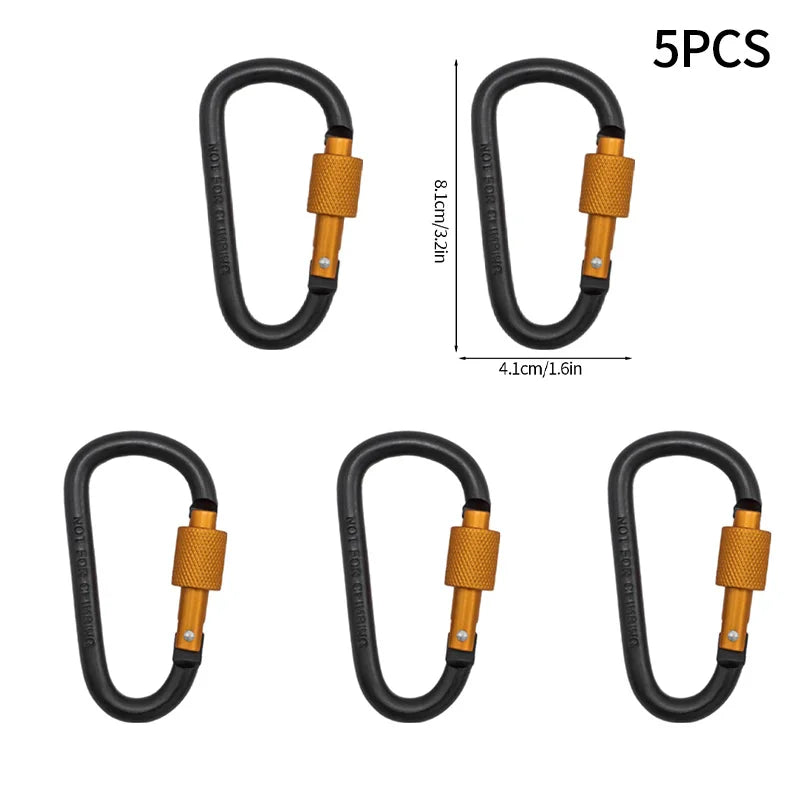 1/5 Camping Backpack Keychain Tent Hook Survival Buckle Tactical Carabiner Aluminium Alloy Mountaineering Buckle Camping Tool
