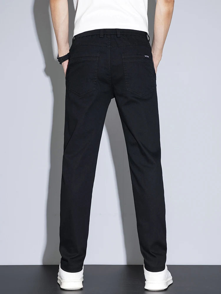 2025 New Men's Casual Pants Spring Summer Thin Business Straight Cotton Stretch Classic Work Trousers Korean Brand Clothing