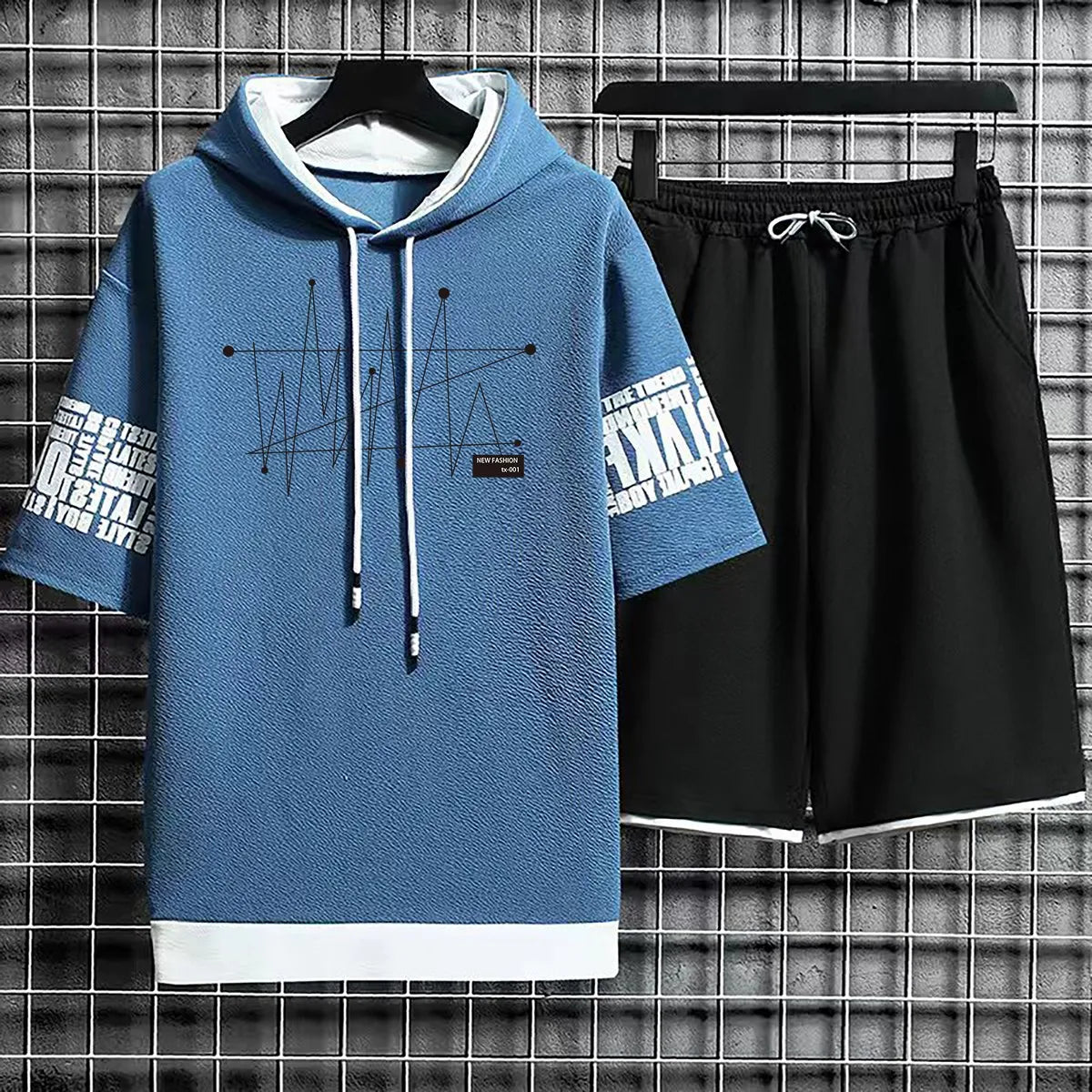 Clothing for Men Summer Suits Casual New T Shirt Hoodies Set Shorts Pullover Hat T-shirt Hood Print Hoodie Men Top Short Sleeve