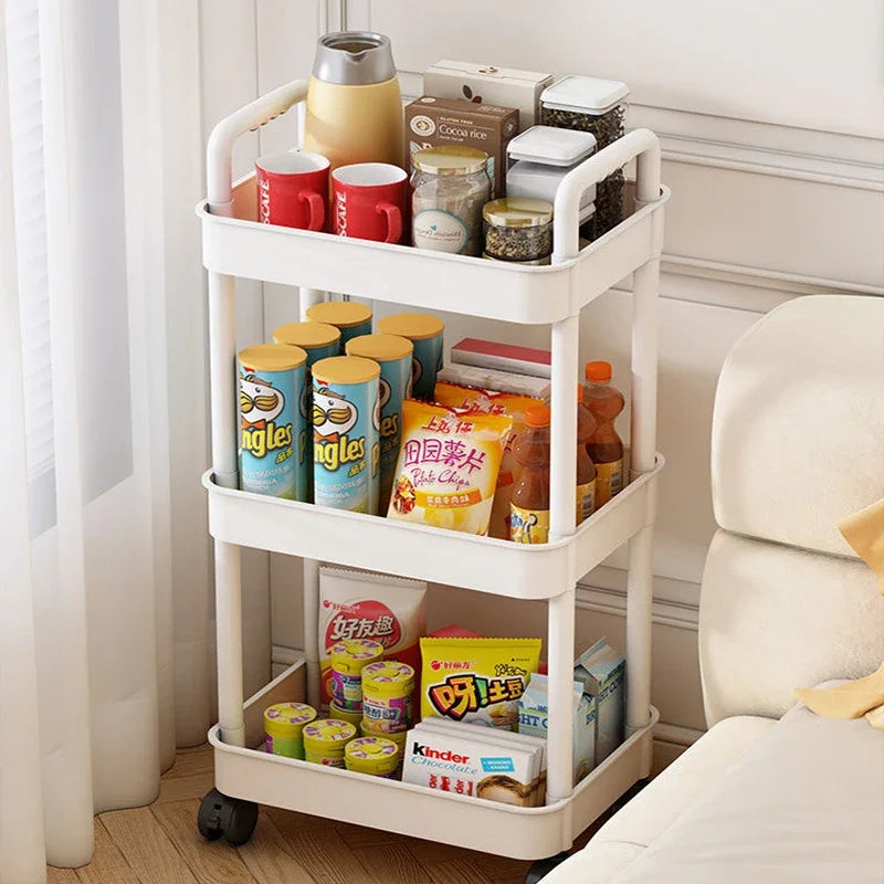 Household Multi-layer Small Cart Storage Rack Floor To Floor Kitchen Bedroom Bathroom Storage Rack Storage Rack With Wheels