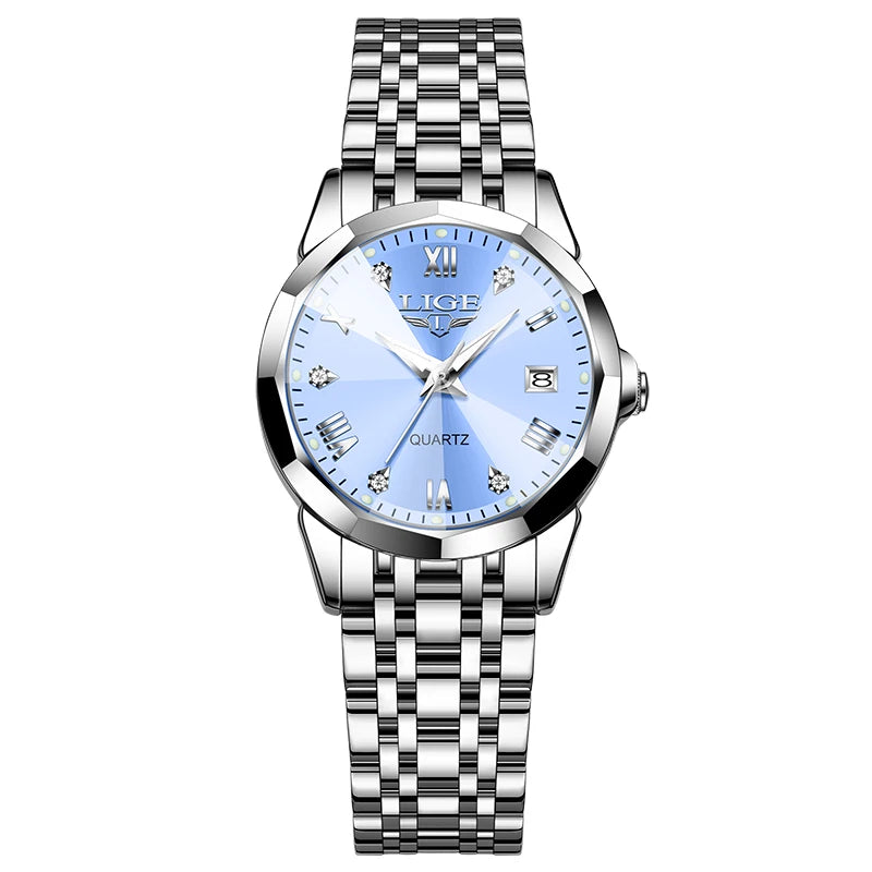 LIGE New Fashion Watch for Women Creative Steel Waterproof Women's Watches Elegant Original Luxury Ladies Quartz Wristwatch