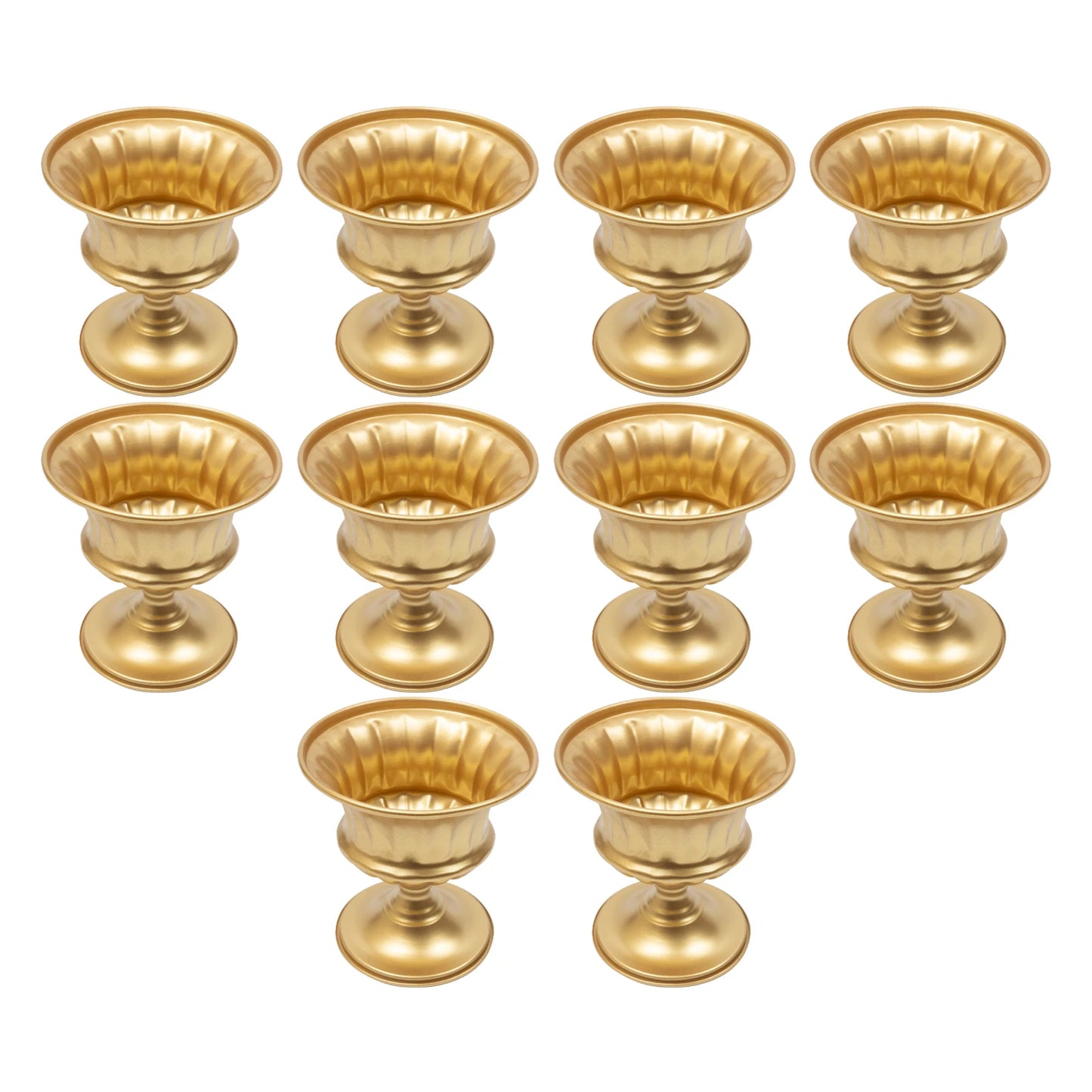 10Pcs 5.9 Inch Gold Metal Trumpet Centerpieces Flower Vases For Wedding Anniversary Party Home Decor