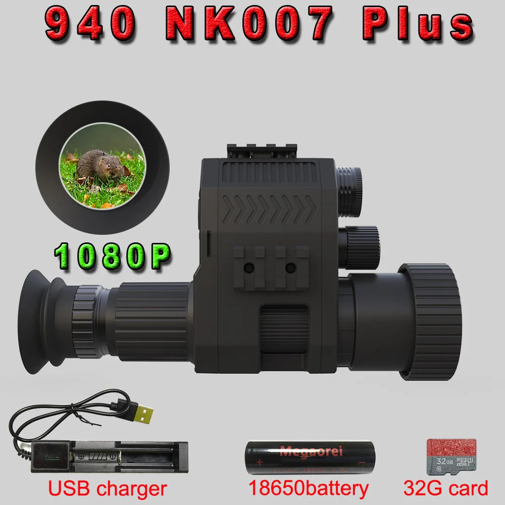 Megaorei NK007plus 200-400M Monocular 1080P Digital Night Vision Scope Infrared Camcorder with 4x Zoom for Outdoor Hunting