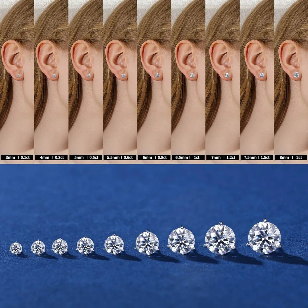 MOOSEA Martini Moissanite Earrings for Women Men, 0.2-4 ct Round D Color VVS1 Clarity Lab Created Earring 925 Sterling Silver Cl