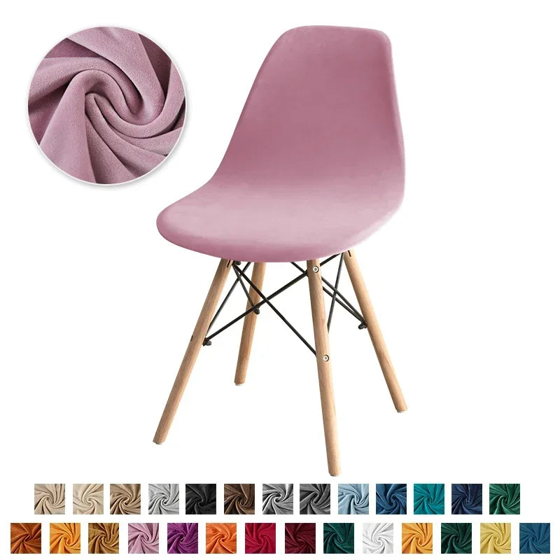 1PC Stretch Velvet Shell Chair Cover Armless Dining Chairs Covers Short Back Curved Seat Covers Hotel Party Banquet Decor