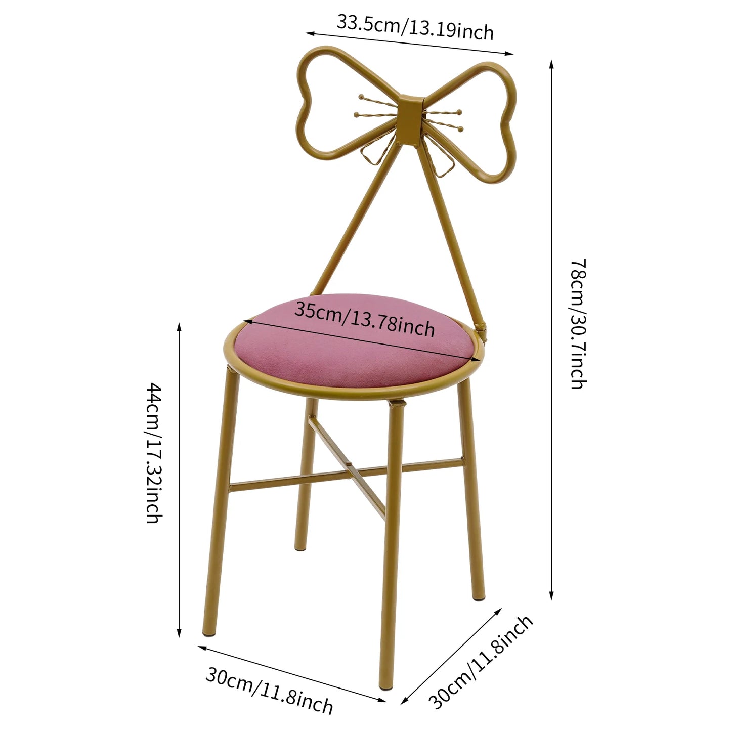 Deep Pink Butterfly Backrest Chair, Butterfly-Shaped Vanity Chair, Metal Backrest Chair, for Dresser, Living Room, Bedroom