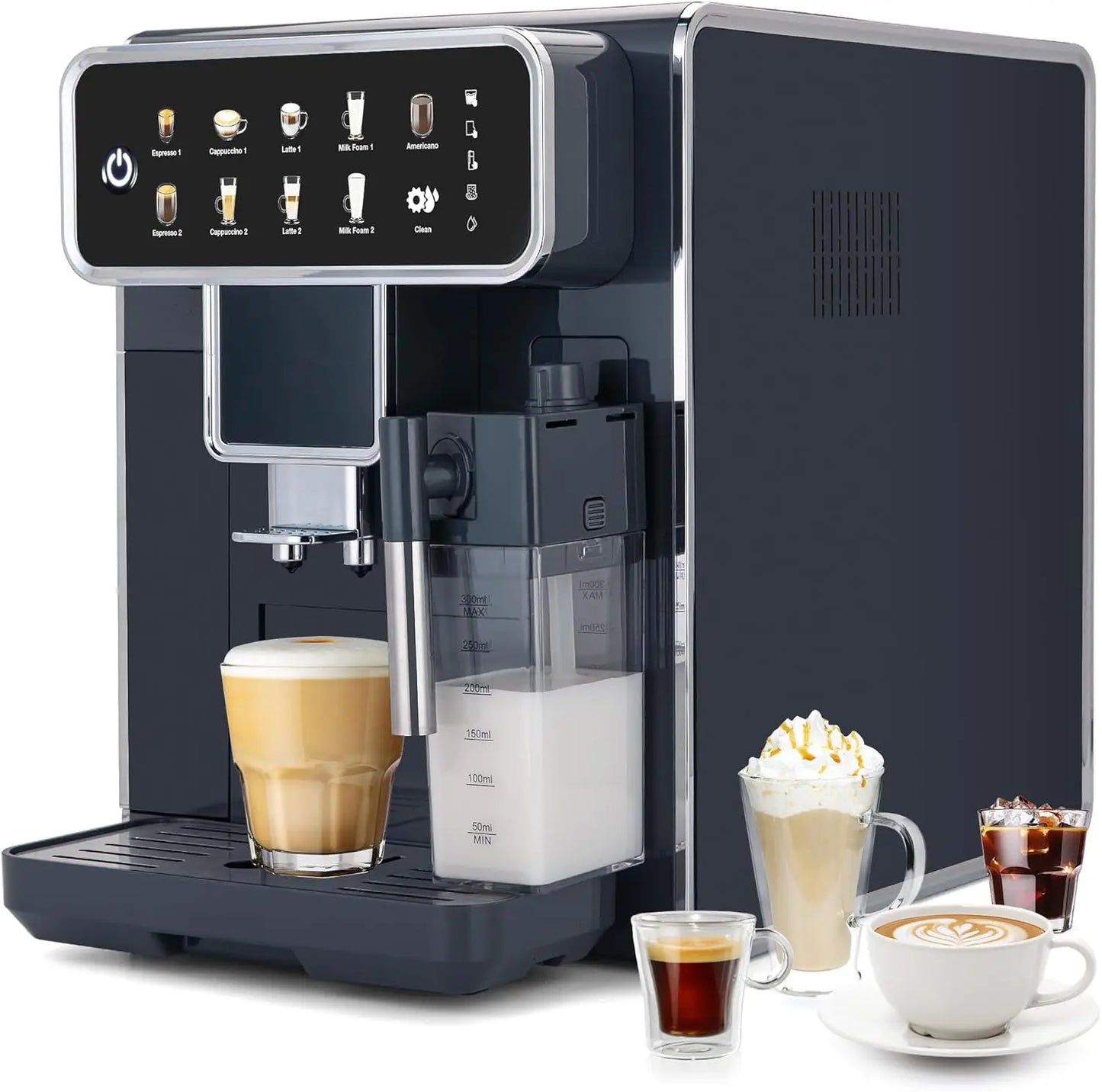Fully Automatic Coffee Maker with Built-in 3-Level Grinder Expresso/Cappuccino/Latte/Americano Coffee Machines with Self-Cleanin