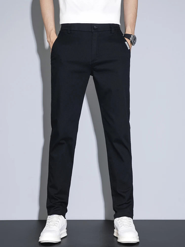 2025 New Men's Casual Pants Spring Summer Thin Business Straight Cotton Stretch Classic Work Trousers Korean Brand Clothing