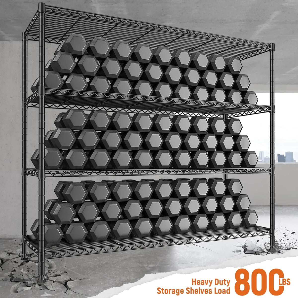 Storage Shelves 45.3''W Wire Shelving Unit 4 Tier Metal Shelves for Storage Rack Metal Shelving 45.3''W*63''H*17.7" D