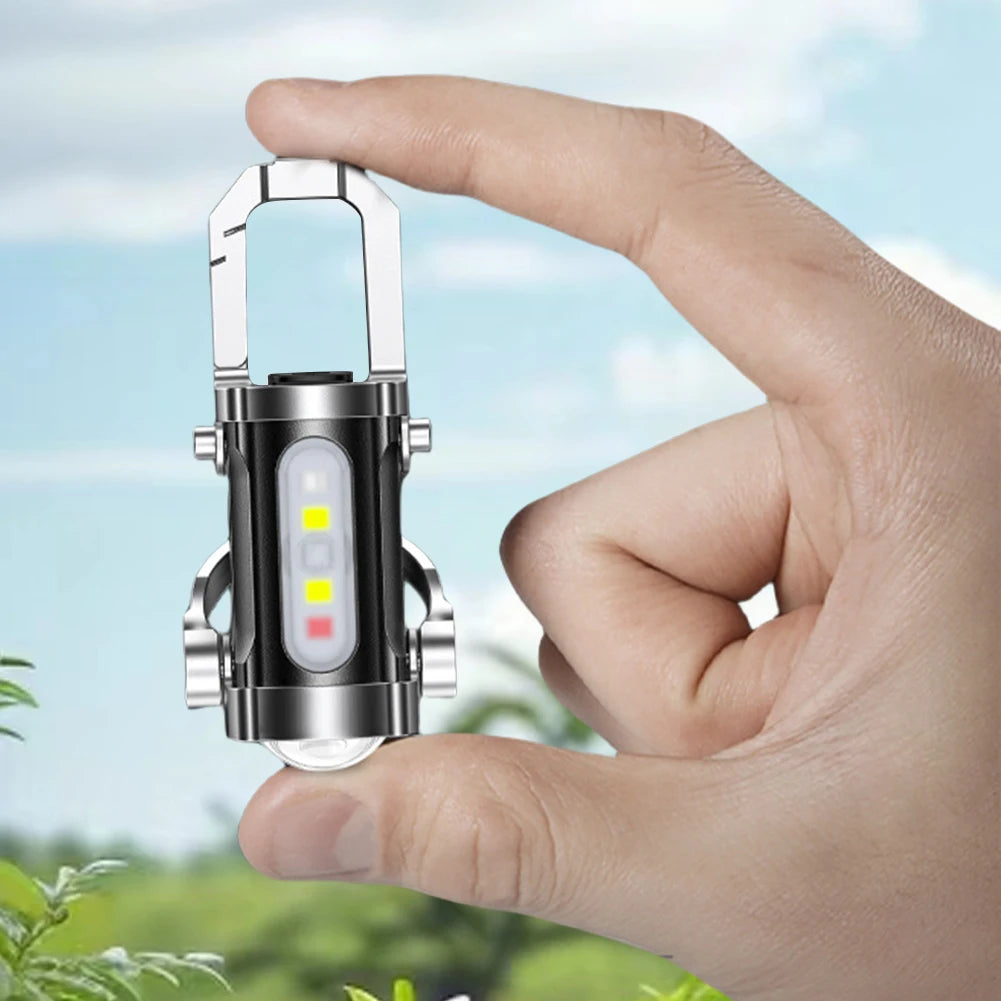 Mini Flashlight Multifunctional Portable Keychain Torch USB Rechargeable Ultralight Camping Flashlight for Camping Hiking