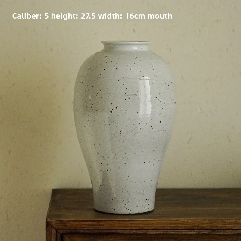 Ceramic countertop vase, simple and modern home flower arrangement, rough earthenware flower arrangement piece